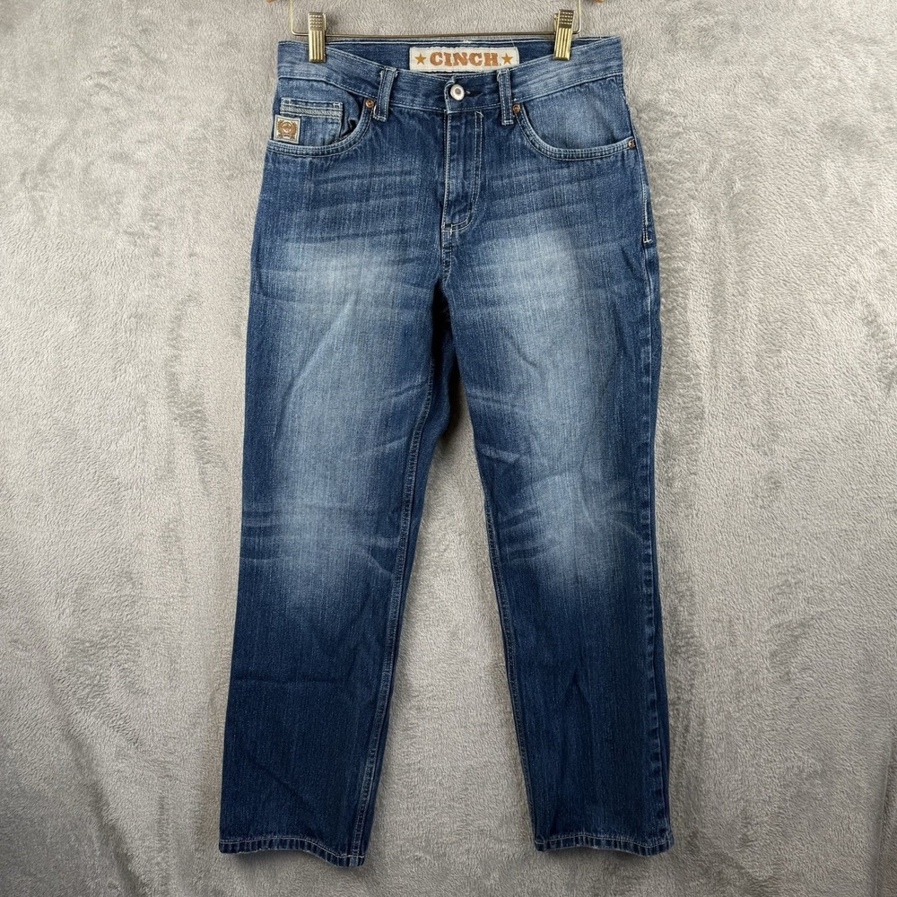 Cinch Jeans Womens 14R Blue Dark Wash Denim‎ w/ Fade Straight Leg Western Grunge